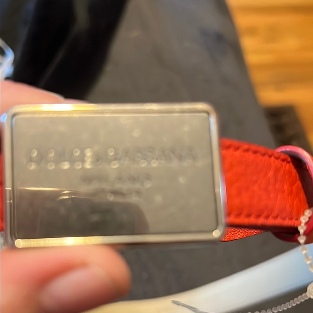 Dolce & Gabbana Red Leather Belt with Metallic Buckle - Picture 2 of 4